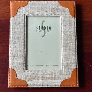 Luxury Look Linen and Leather Picture Frame - NWOT